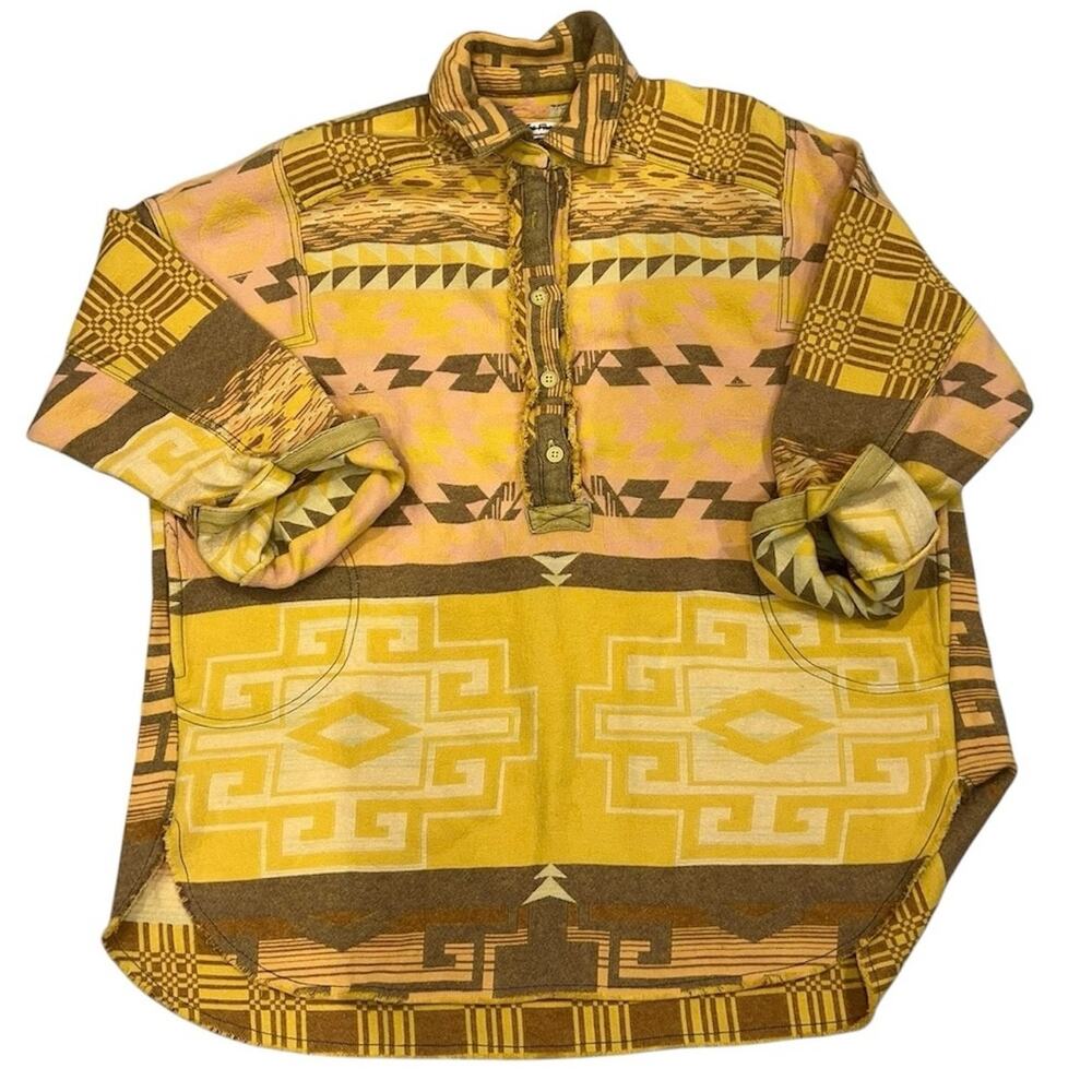 Free People Southwest Aztec Pullover Jacket Western Boho Ranch Shacket L - Picture 10 of 14